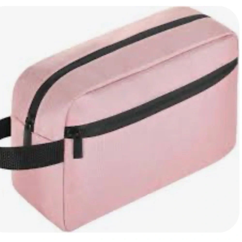 Toiletry Bag - Pink with Black Zipper